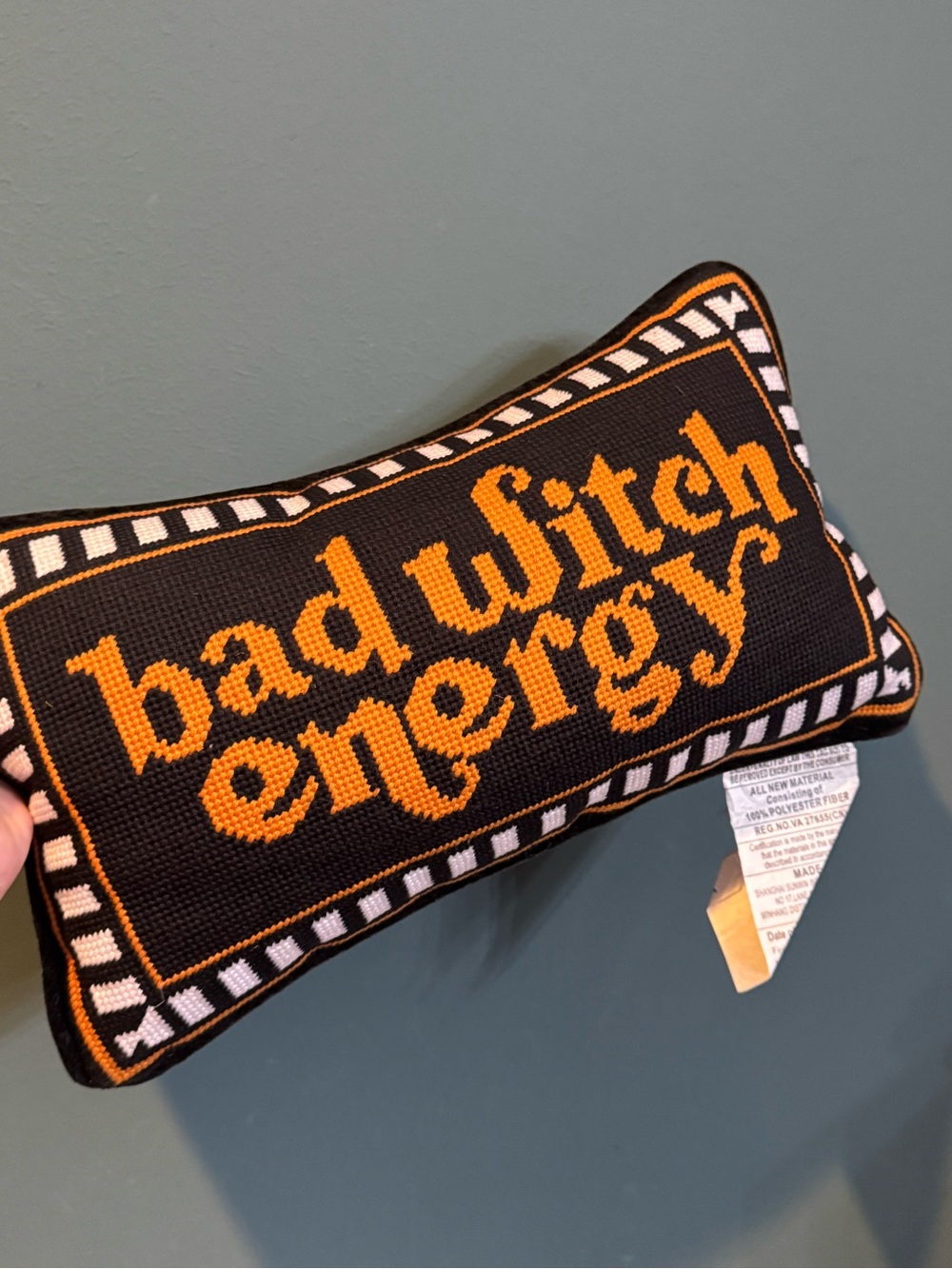BAD WITCH ENERGY NEEDLEPOINT DECORATIVE PILLOW